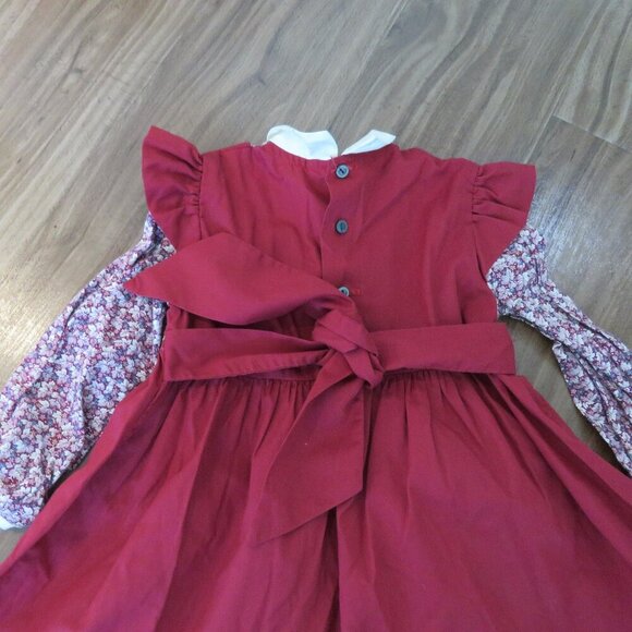 VINTAGE POLLY FLINDERS Smocked Floral Cottagecore Prairie Girl's Dress Church - Picture 10 of 13